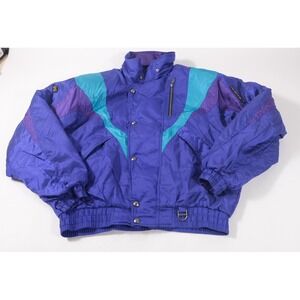 Descente Ski Jacket Mens XL Blue Purple Vintage Color Block Insulated D3-8365